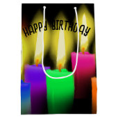 白熱［赤熱］光を放つ誕生日キャンドルオンブラック ミディアムペーパーバッグ (裏面)