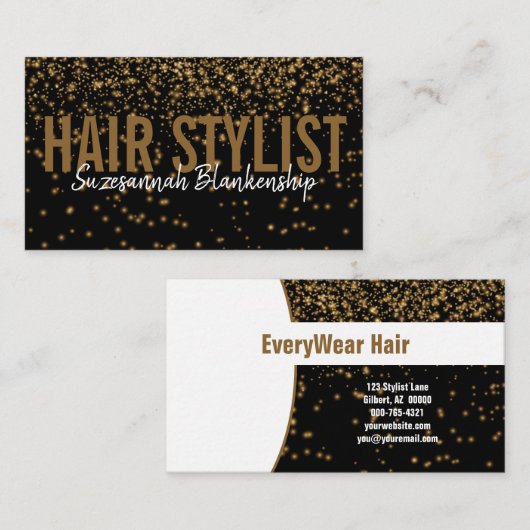 白熱［赤熱］光を放つ金ゴールドグリッターオーバーブラックカスタム 名刺 (正面/裏面)