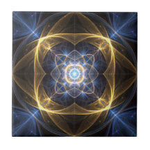 白熱［赤熱］光を放つ金ゴールドブルーフラクタルタイル