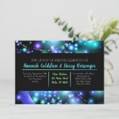 白熱［赤熱］光を放つ銀河系ブルー結婚式招待状 招待状 (スタンド正面)