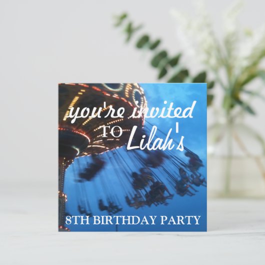 白熱［赤熱］光を放つ;ビーチ-主題パーティの招待状 招待状 (スタンド正面)