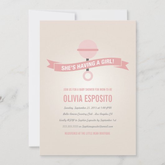 白熱［赤熱］光を放つ |ベビーシャワー招待状 招待状 (正面)