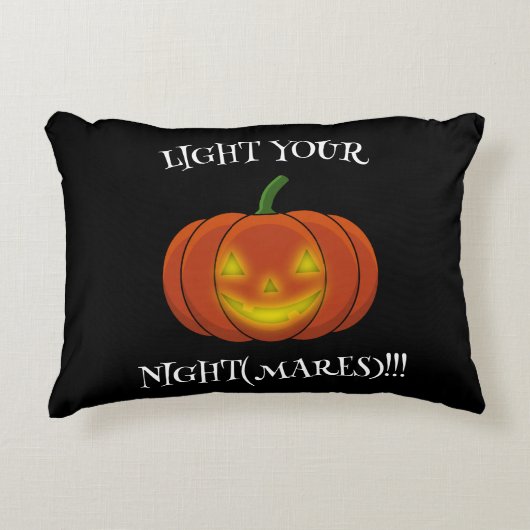 白熱［赤熱］光を放つJack-o'-Lantern -悪夢を点灯 アクセントクッション (正面)