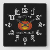 白熱［赤熱］光を放つJack-o'-Lantern -悪夢を点灯 スクエア壁時計 (正面)