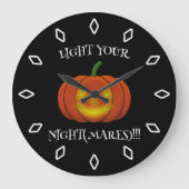 白熱［赤熱］光を放つJack-o'-Lantern -悪夢を点灯 ラージ壁時計 (正面)