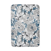 白牡丹と青牡丹鳥風呂マット バスマット (正面縦)