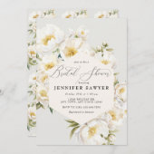 白牡丹 |エレガントフローラブライダルシャワー 招待状 (正面/裏面)