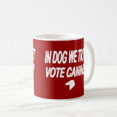 白犬と投票文字 マグカップ (正面右)