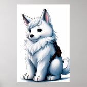白犬と銃| AI Art ポスター (正面)