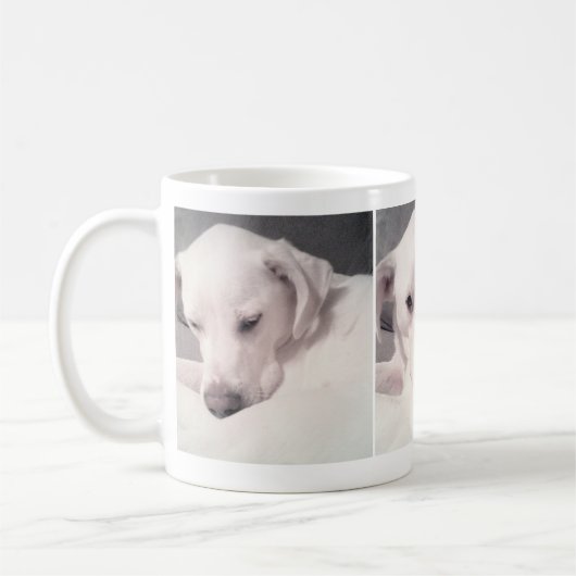 白犬のかわいらし写真3 コーヒーマグカップ (左)
