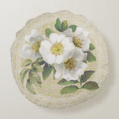 白犬のバラ&レースフローラヴィンテージ枕 ラウンドクッション (裏面)