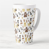 白犬のパターン カフェラテマグ (右アングル)