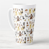 白犬のパターン カフェラテマグ (左アングル)