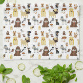 白犬のパターン キッチンタオル (折り畳み)