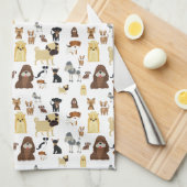 白犬のパターン キッチンタオル (四つ折り)