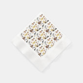 白犬のパターン 縁ありカクテルナプキン (角)