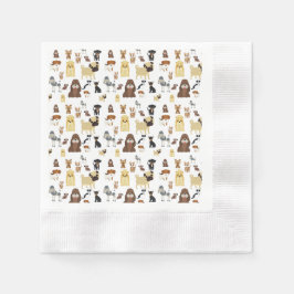 白犬のパターン 縁ありカクテルナプキン