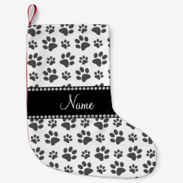 白犬の足跡パーソナライズされたに名前を付ける スモールクリスマスストッキング