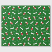 白犬の骨の赤い弓パターン ラッピングペーパー (フラット)