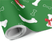 白犬の骨の赤い弓パターン ラッピングペーパー (ロールコーナー)