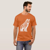白犬ストライプの白番犬ヴィンテージ Tシャツ (正面フル)
