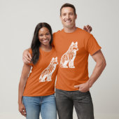 白犬ストライプの白番犬ヴィンテージ Tシャツ (ユニセックス)