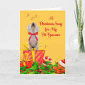 白犬付きペットトリマー用クリスマスカード カード (正面)