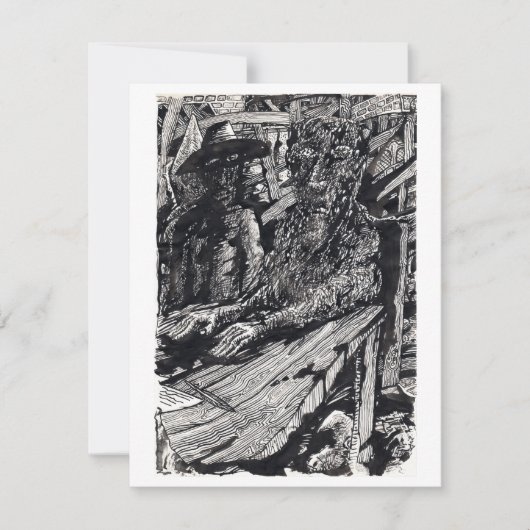 「白状しろ！」 インディアインクスケッチフラットカード (正面)