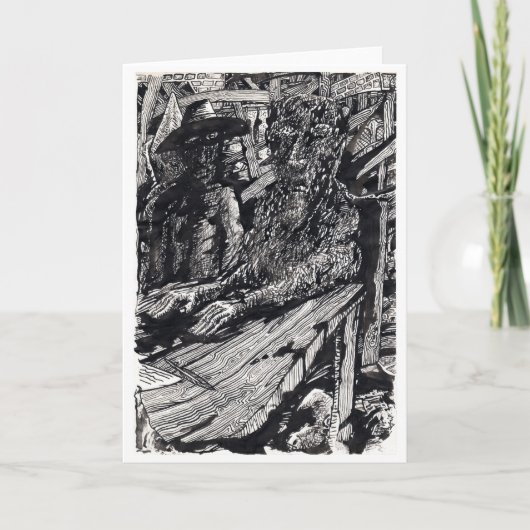 「白状しろ!」 インディアインクスケッチ カード (正面)