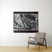 「白状しろ！」インドのインクスケッチ タペストリー (インサイチュ(横))