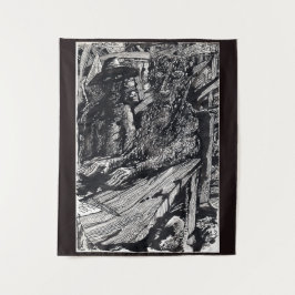 「白状しろ！」インドのインクスケッチ タペストリー