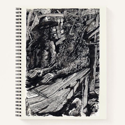 「白状しろ！」インドのインクスケッチ ノートブック (正面)