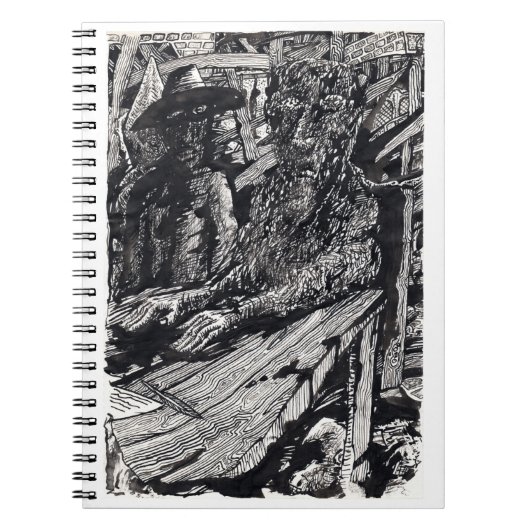 「白状しろ！」インドのインクスケッチ ノートブック (正面)