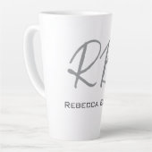 白独占的ユニーク灰色モノグラムモダン カフェラテマグ (左アングル)