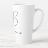 白独占的ユニーク灰色モノグラムモダン カフェラテマグ (右)