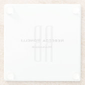 白独占的ユニーク灰色モノグラムモダン ガラスコースター (裏面)