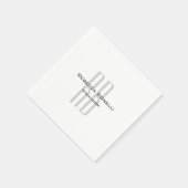 白独占的ユニーク灰色モノグラムモダン スタンダードカクテルナプキン (角)