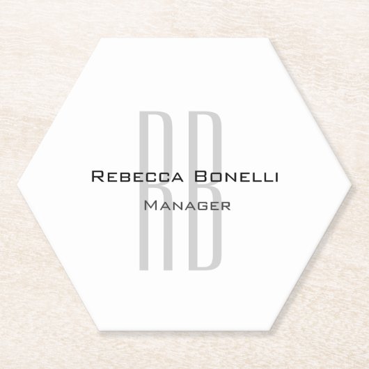 白独占的ユニーク灰色モノグラムモダン ペーパーコースター (正面)