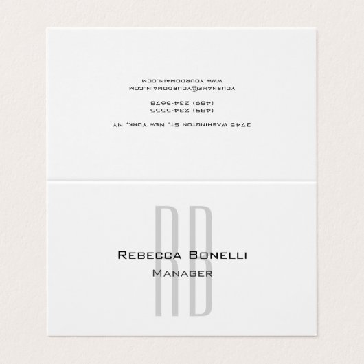 白独占的ユニーク灰色モノグラムモダン 名刺 (外部フラット)