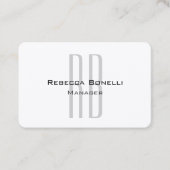 白独占的ユニーク灰色モノグラムモダン 名刺 (正面)