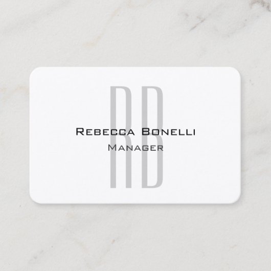 白独占的ユニーク灰色モノグラムモダン 名刺 (正面)