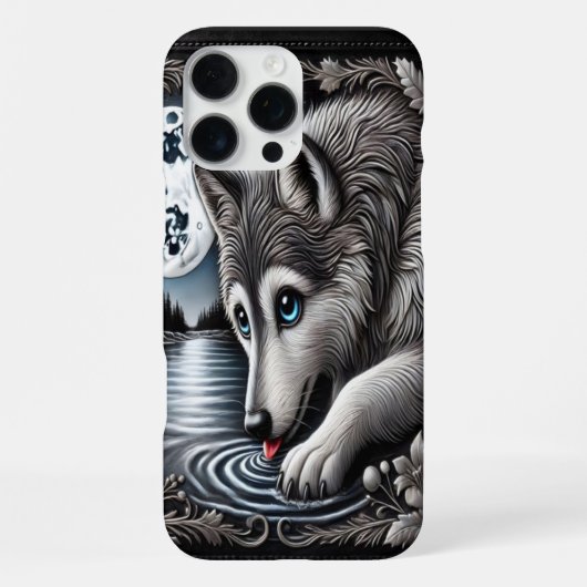 白狼の静かな内省 iPhoneケース (裏面)