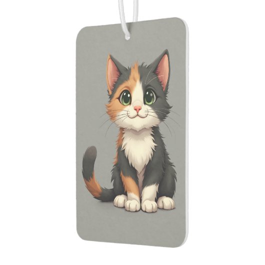 白猫お洒落猫ネコ カーエアーフレッシュナー (左)