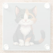 白猫お洒落猫ネコ ガラスコースター (裏面)