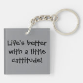 白猫お洒落猫ネコ キーホルダー (裏面)