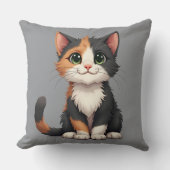 白猫お洒落猫ネコ クッション (正面)