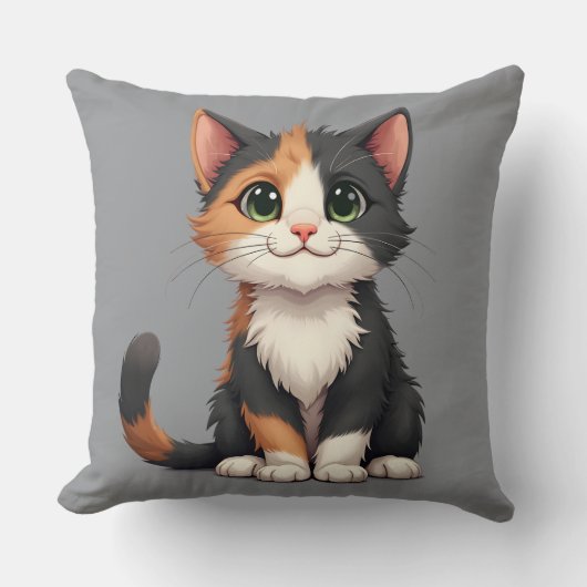 白猫お洒落猫ネコ クッション (正面)