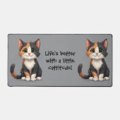 白猫お洒落猫ネコ デスクマット (正面)