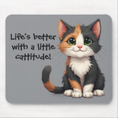 白猫お洒落猫ネコ マウスパッド (正面)