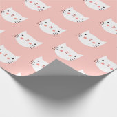 白猫かわいいピンク ラッピングペーパー (角)